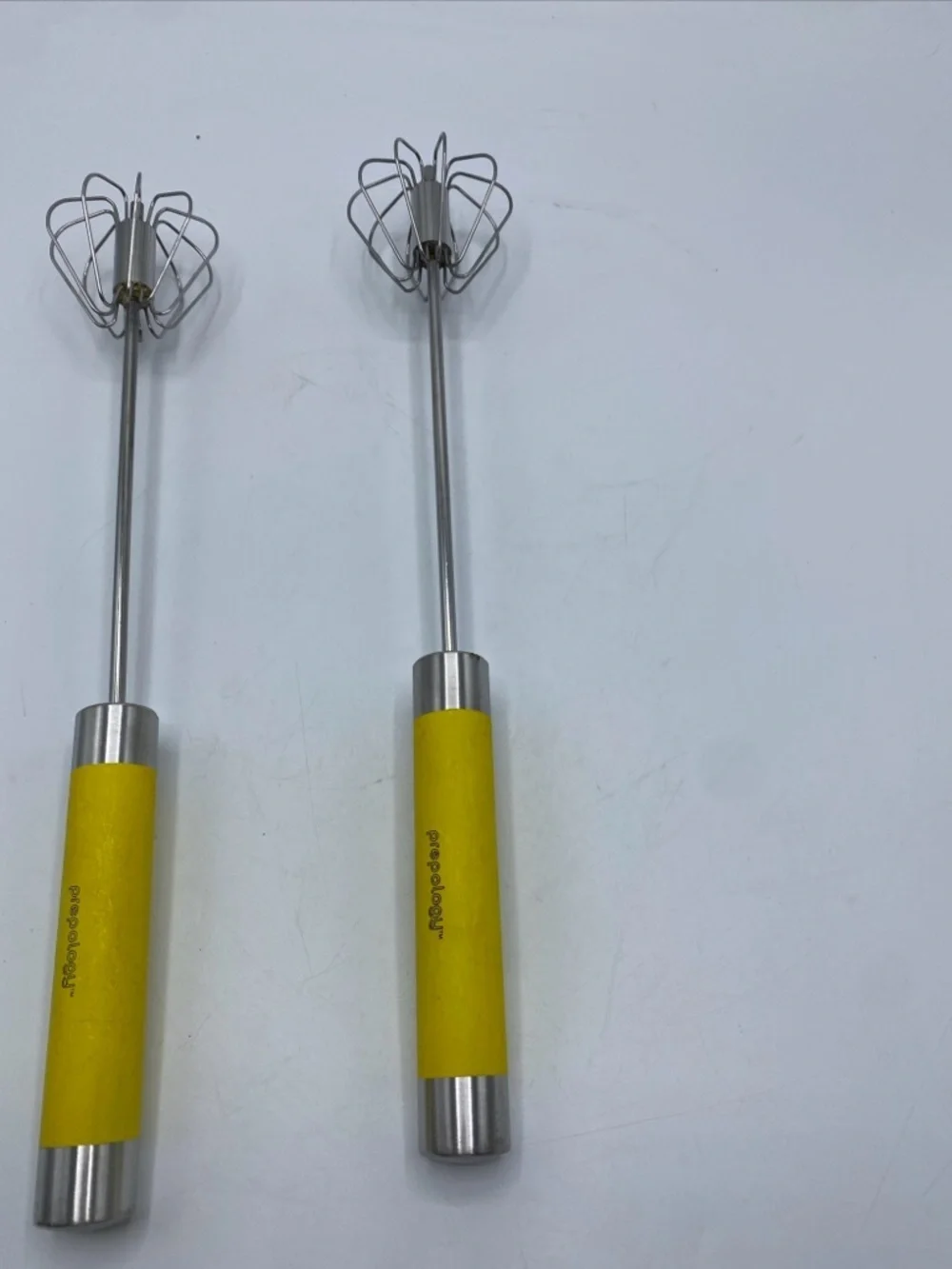 Prepology 2-Pack  Wire Push Whisks Hand Push 14” Yellow handle Kitchen Utensils